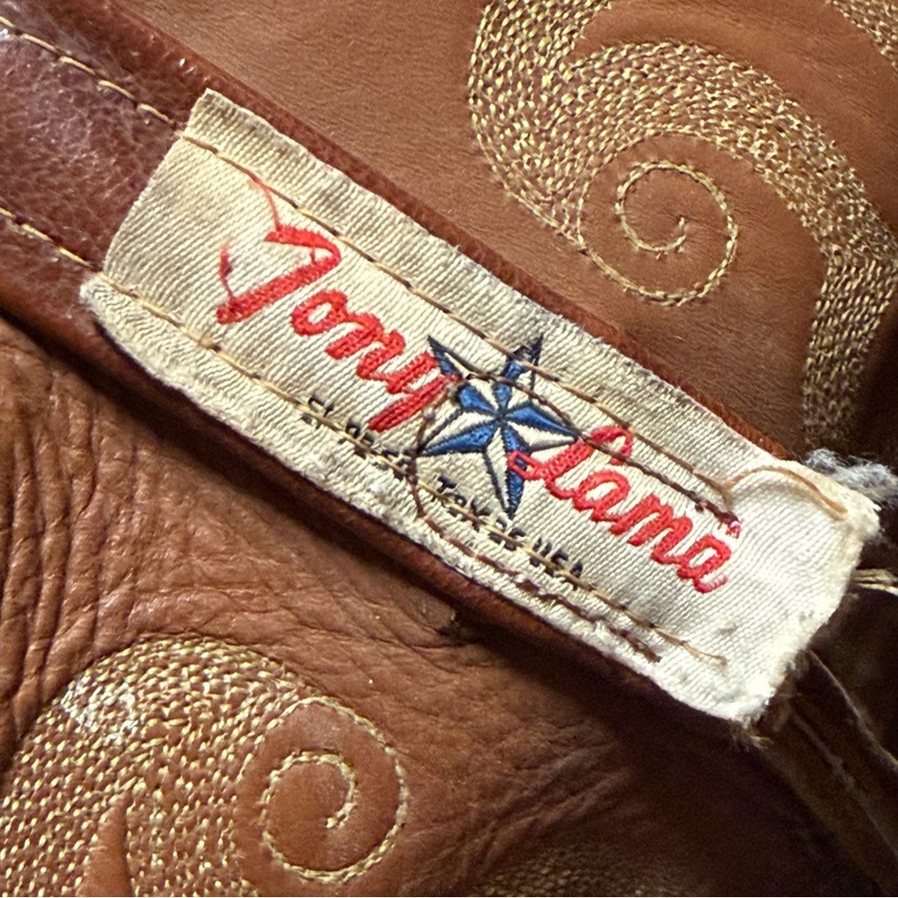 Tony Lama Peanut Brittle Full Quill Ostrich Round Toe Western Boots 9D Exotic - Picture 15 of 16